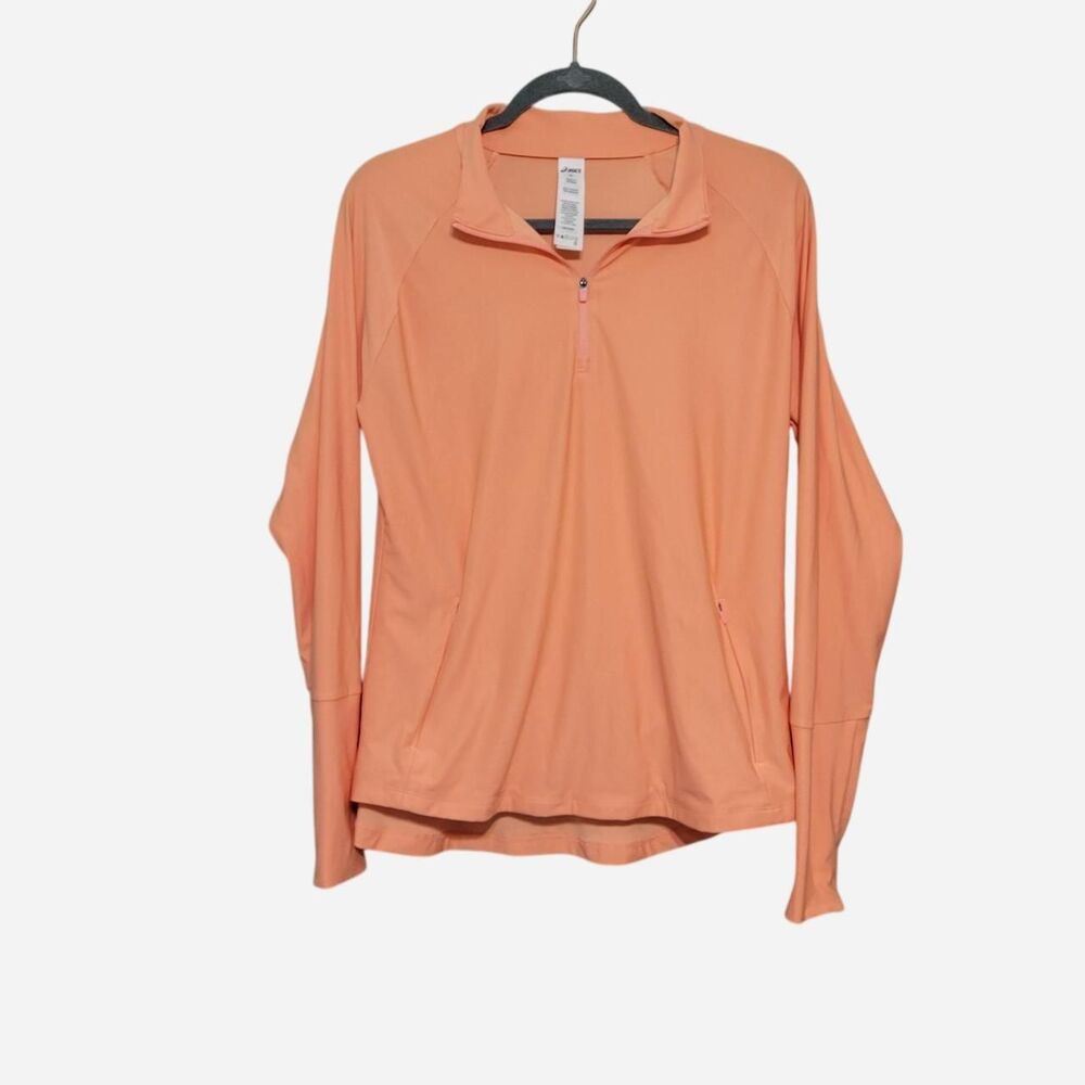 Asics Women's Quarter Zip Athletic Running Pullover Zip Pockets Thumbholes